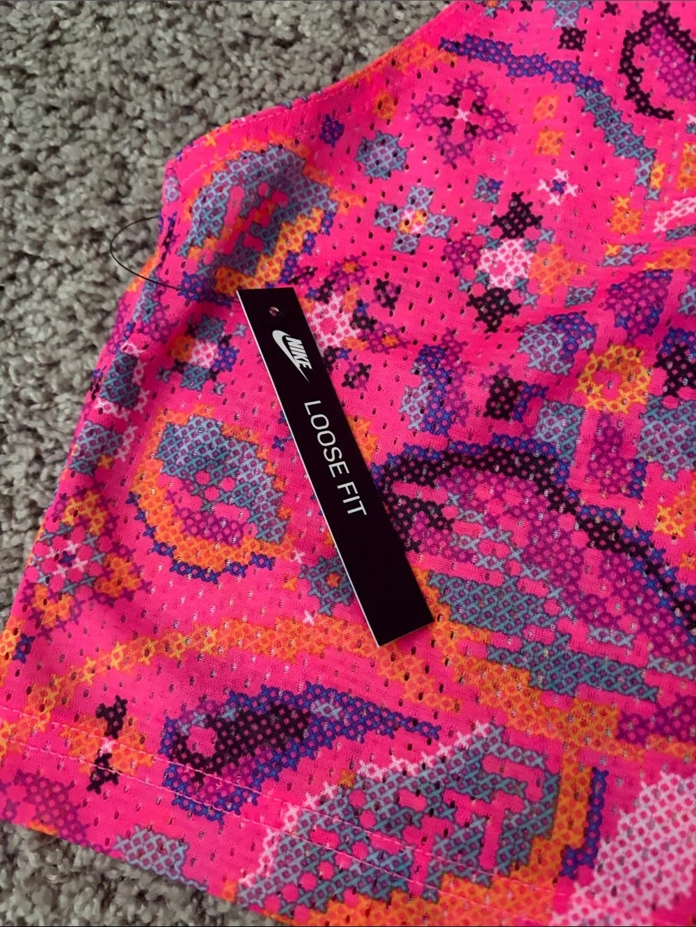 Nike Girls Hot Pink Paisley Print Crop Tank